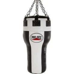 Pro Box Black White Leather Uppercut Punch Bag