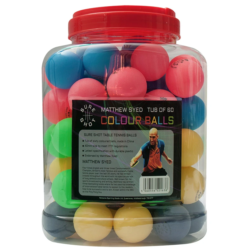 Sure Shot Matthew Syed Coloured Table Tennis Balls 60 Pack 3 Sure Shot Matthew Syed Coloured Table Tennis Balls 60 Pack